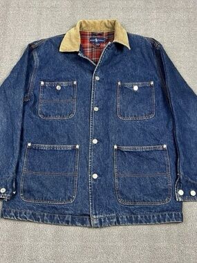 Vintage Polo Ralph Lauren Denim Chore Barn Jacket Cord Collar Men’s Large EUC